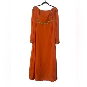 Elegant Orange Maxi Dress small